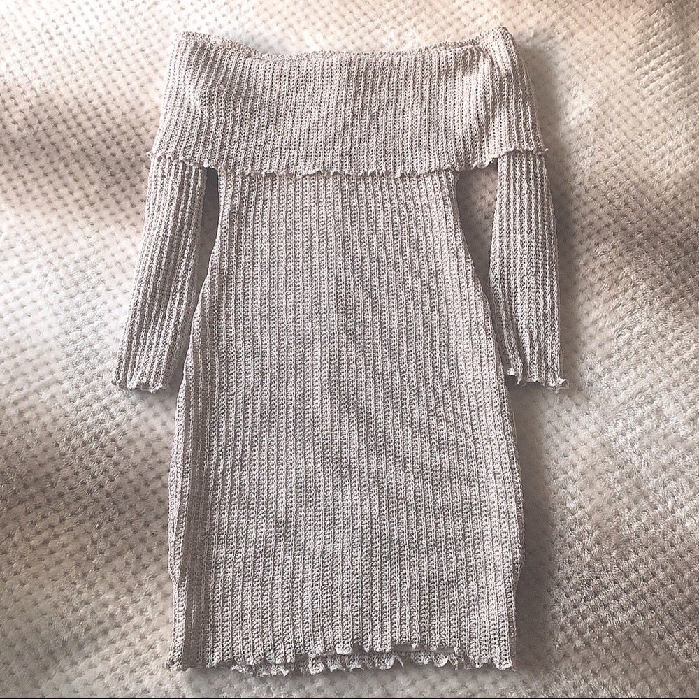 Off the shoulder cable knit mini dress
